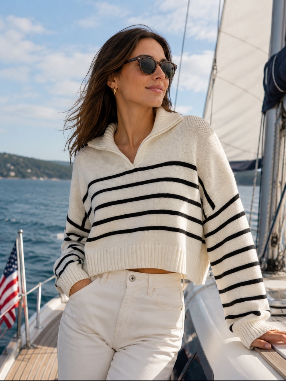 Watermelon Sugar- Cozy Striped thick Sweater - Cream and Black. XL